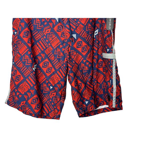Zumiez Free World TIKI Red Navy & Gray Print Board Shorts Men's Size 34 NEW $40 - Picture 5 of 6